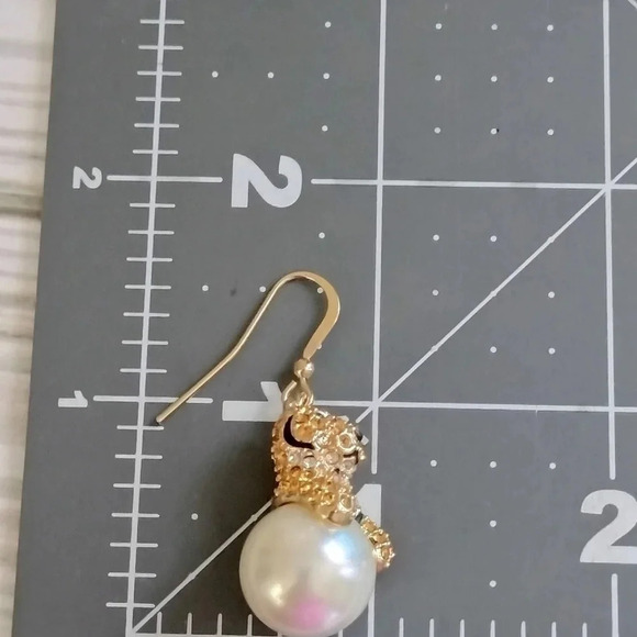 JTV Gold tone Dangle Multicolored Rhinestones Faux Pearl - Picture 4 of 11